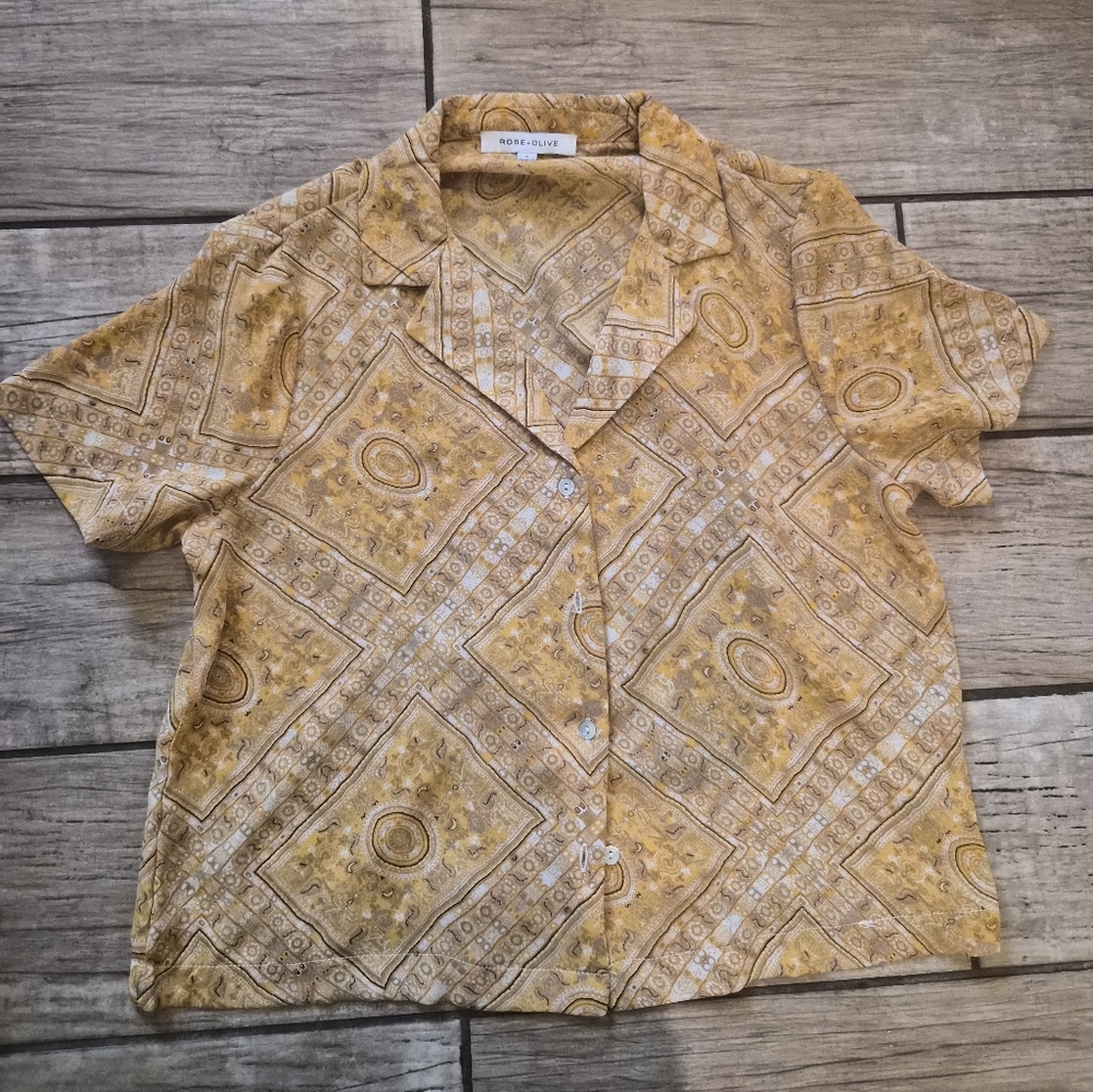 Yellow Paisley Short-Sleeve Camp Shirt